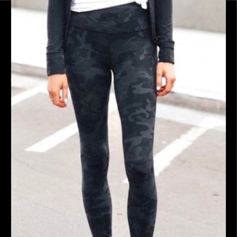 Rachel Zoe Leggings High Waist Ponte Knit Black Gray Camo Breathable Size Large